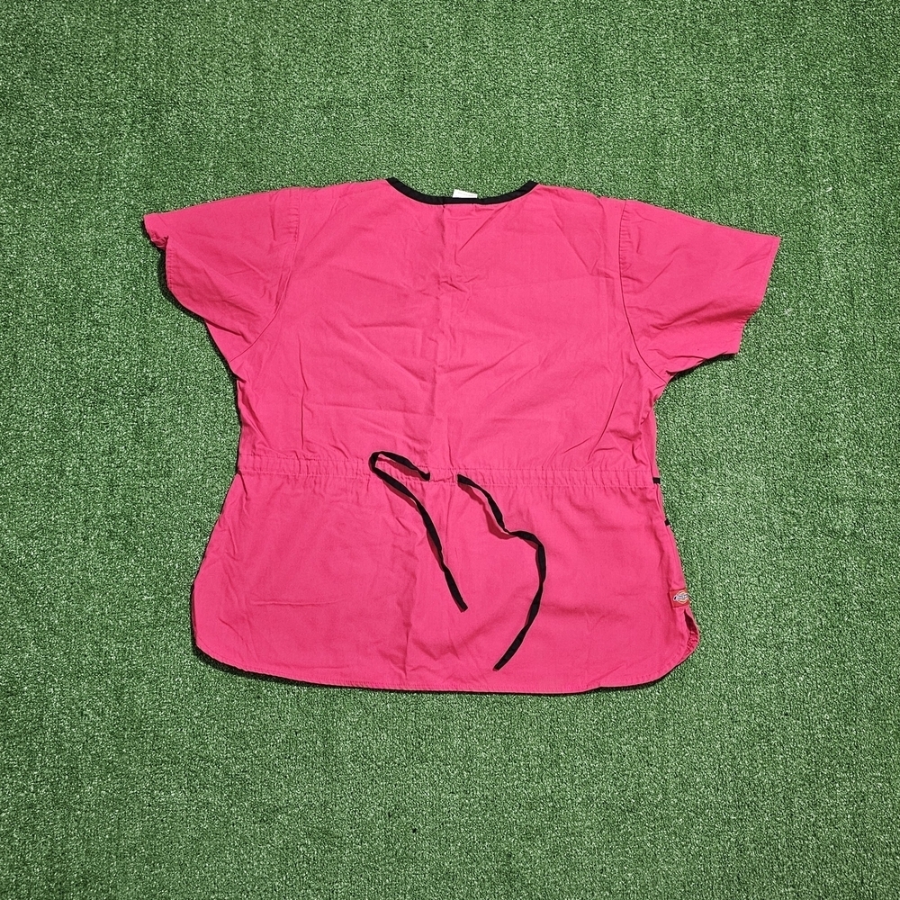 Dickies Hot Pink V-Neck Short Sleeve Top - Picture 3 of 5